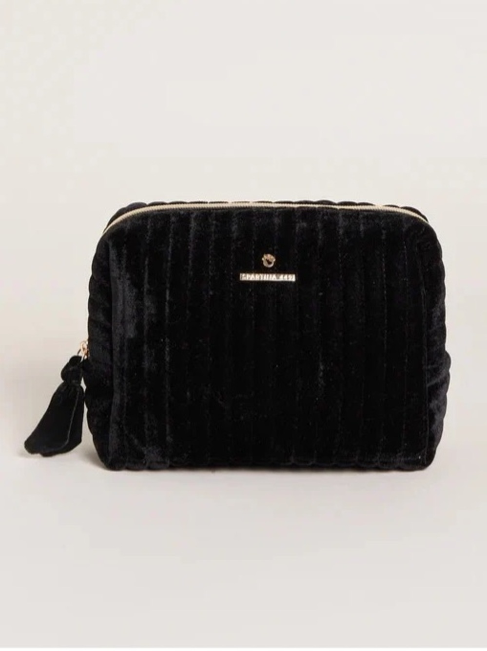 Spartina 448 Velvet Quilted Cosmetic Bag Black NEW